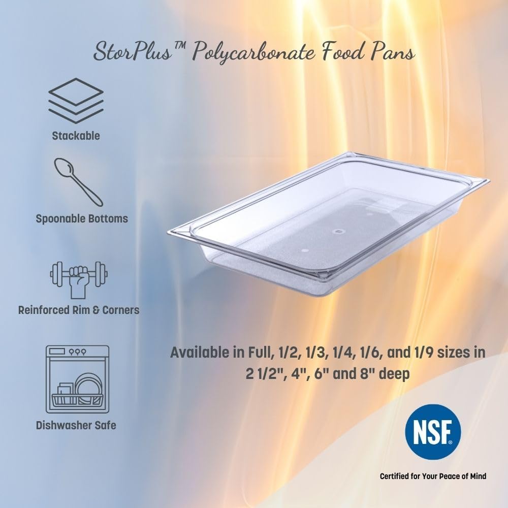 Carlisle StorPlus Polycarbonate Food Pan, Full Size, 11 Qt, 1 Ct, Clear