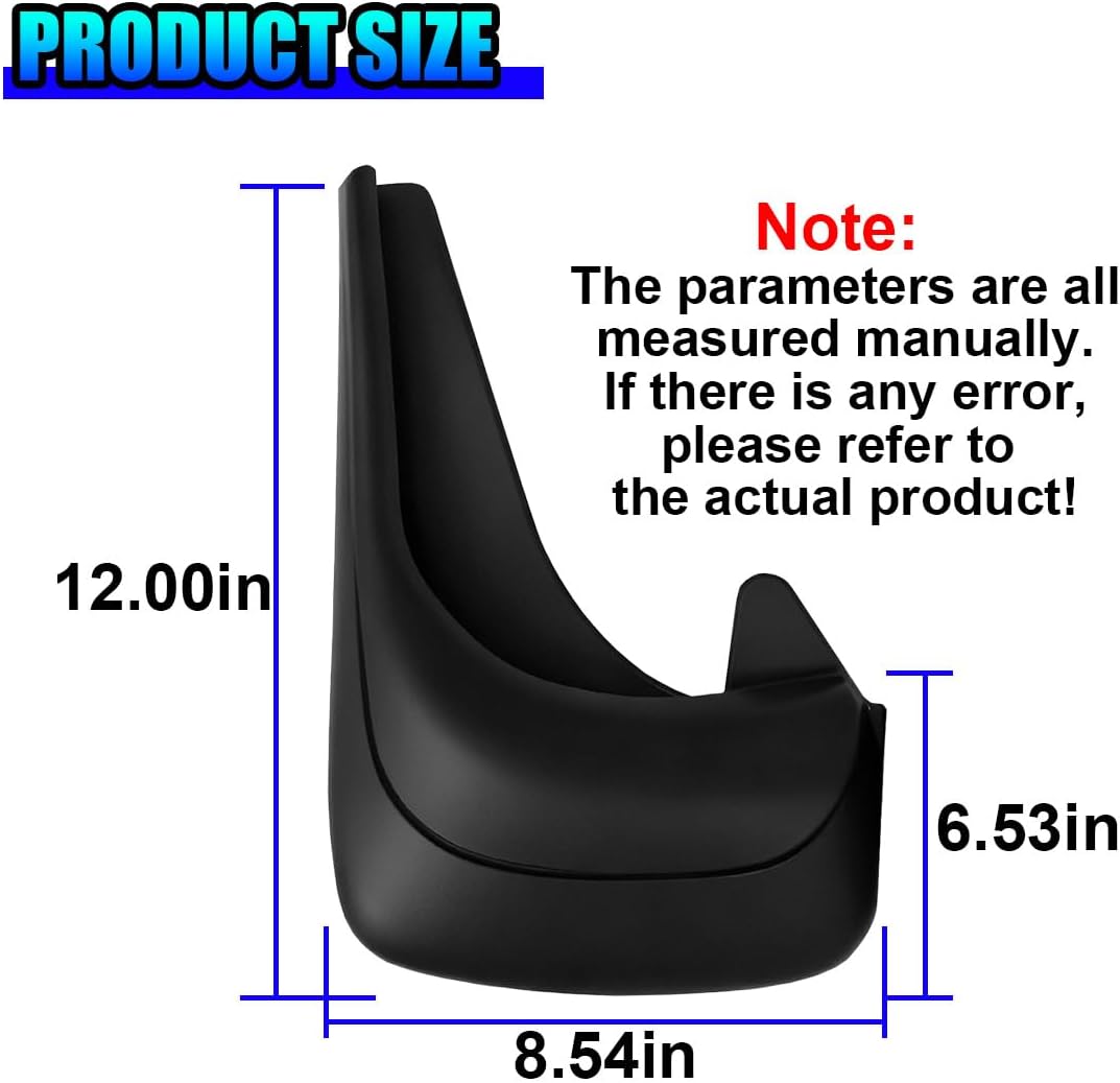 4PCS Car Mud Flaps, 12"×8.5" Universal Bendable Auto Splash Guards Set with Screws, Flexible Vehicle Front & Rear