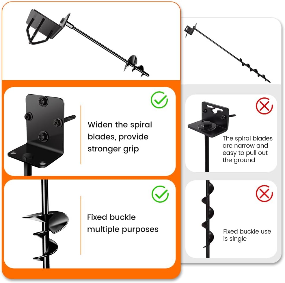 Ground Anchors Shed Anchors 27" Set of 4 Trampoline Stakes | Screw in Heavy Duty Mobile Home - Storage Shed Anchor