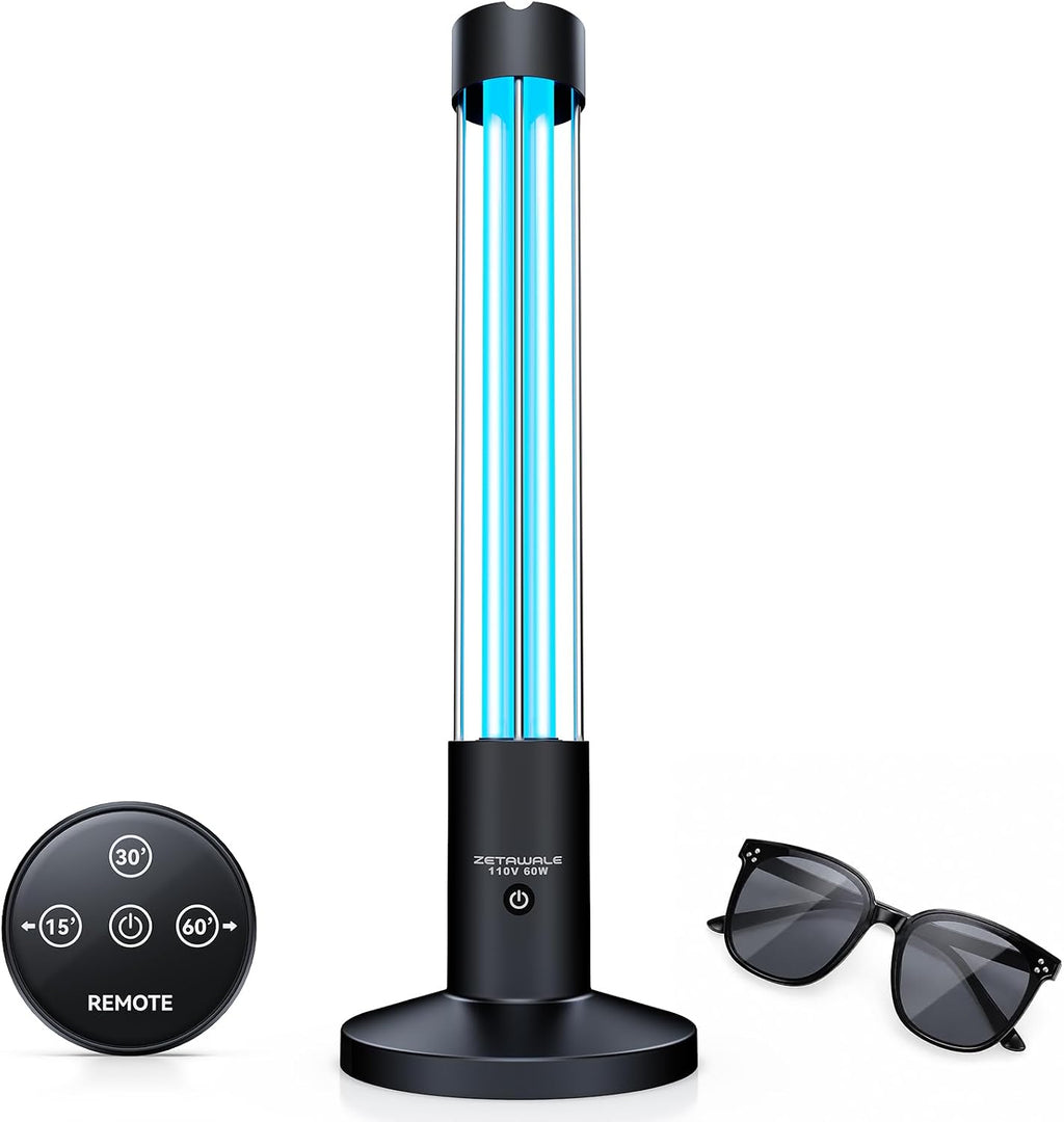 UV Sanitizer Light, 60W UV Lamp with Motion Sensor, Ultraviolet Light with Magnetic Remote Control, Household
