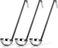 3-Pack Stainless Steel Soup Ladles, 6 oz Heat Resistant Serving Spoons