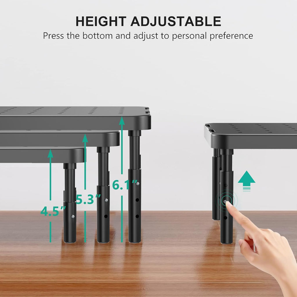 Computer Monitor Stand for Desk, Adjustable Laptop Riser, Desk Monitor Stand Underneath Storage for Office, School