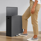 Dual Trash Can Stainless Steel Kitchen Recycling Bin Foot Pedal