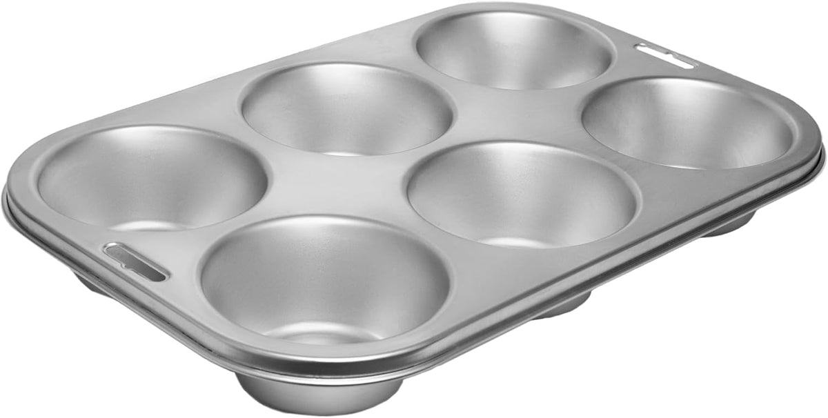 Stainless Steel Extra Large Muffin and Cupcake Pan, 6 Cup Jumbo Tin