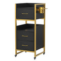 Salon Trolley Cart, Hair Styling Station with 3 Drawers, 2 Open Shelf & Tool Holders, Mobile Barber Storage Cabinet