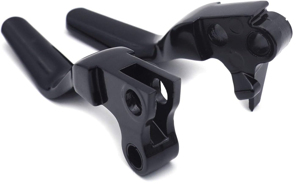 HTTMT- Black Smooth Shorty Wide Blade Brake Levers Compatible with 96-03 XL 96-Later Dyna 96-14 Softail 45075-07, 45459-07 [P/N: MT241-020ST-BK]