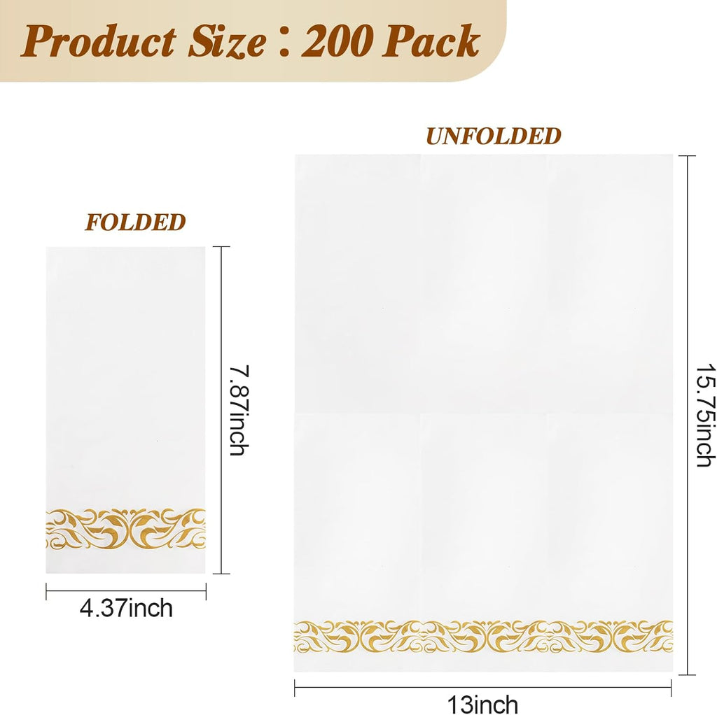 200 Pack Disposable Paper Napkins, 3-Ply Soft & Absorbent