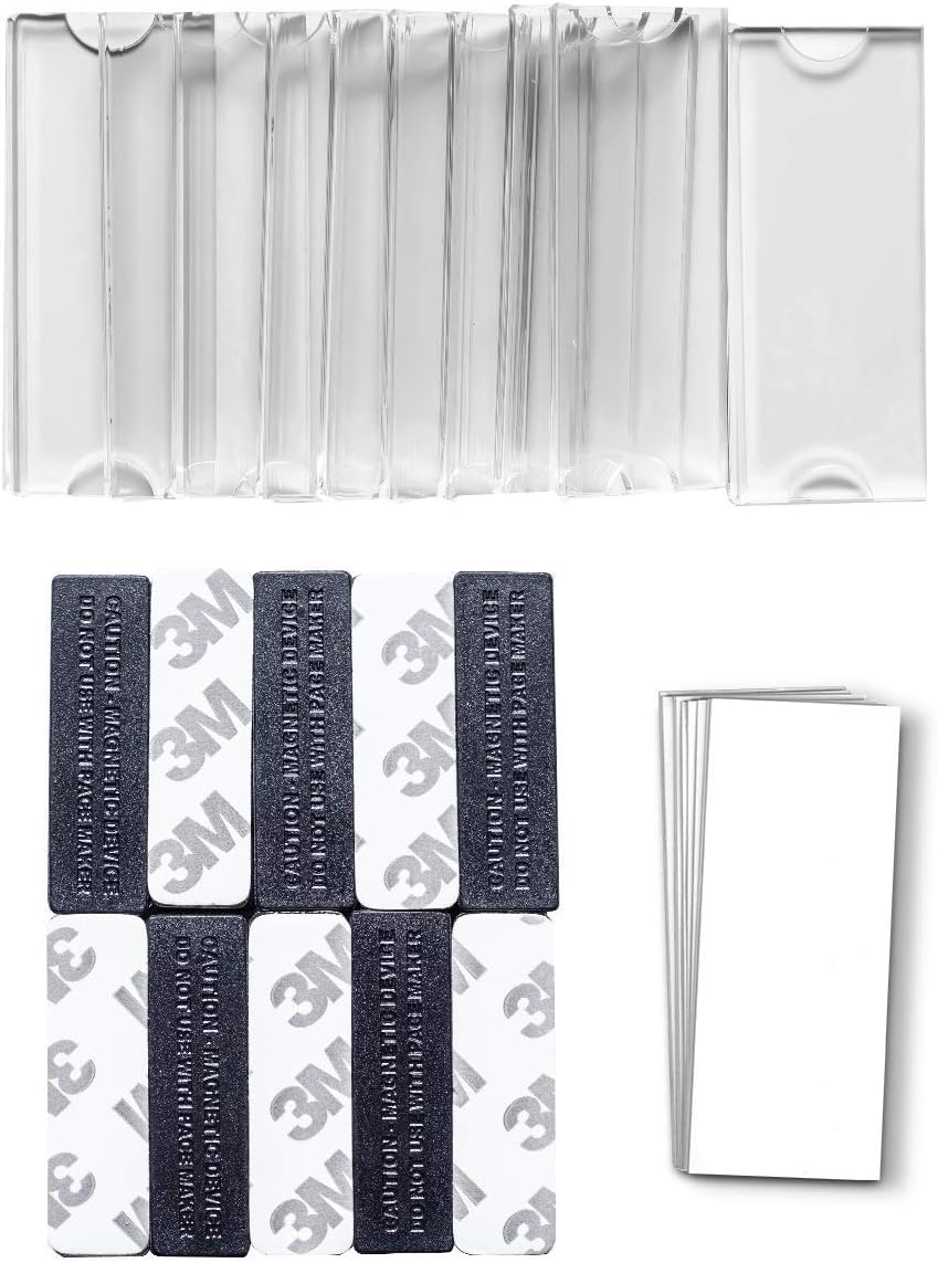 Magnetic Name Tags Kit, Magnetic Badge Holders w/ 3 Strong Neodymium Magnets, 3M Adhesive Tape, Clear Acrylic Mini