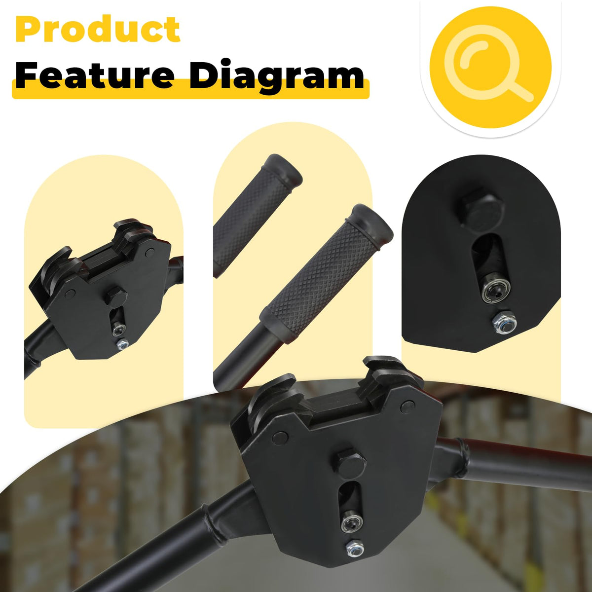 Strapping Sealer/Crimper for 1 1/4" Steel Strapping Band Manual Banding Tool with 19" Extended Handle