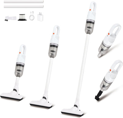 Handheld Vacuum Cleaner,6 in 1 Cordless Stick Vacuum Cleaner(White) | Ideal for Carpet, Hardwood Floor, Car
