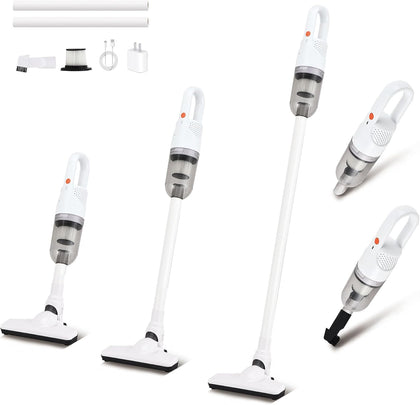 Handheld Vacuum Cleaner,6 in 1 Cordless Stick Vacuum Cleaner(White) | Ideal for Carpet, Hardwood Floor, Car