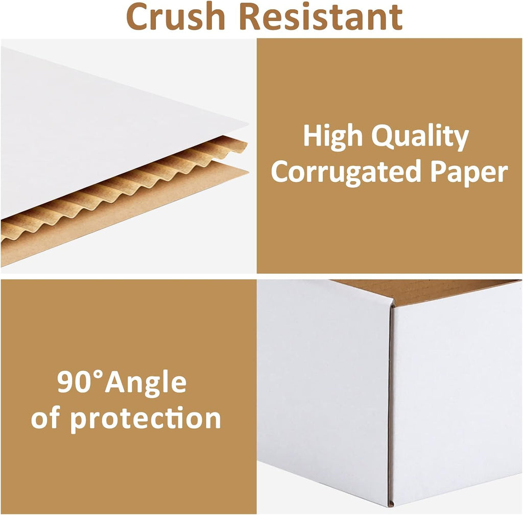 9x6x4 Inches Shipping Boxes Set of 25, White Corrugated Cardboard Box, Mailer Boxes for Packing Small Business