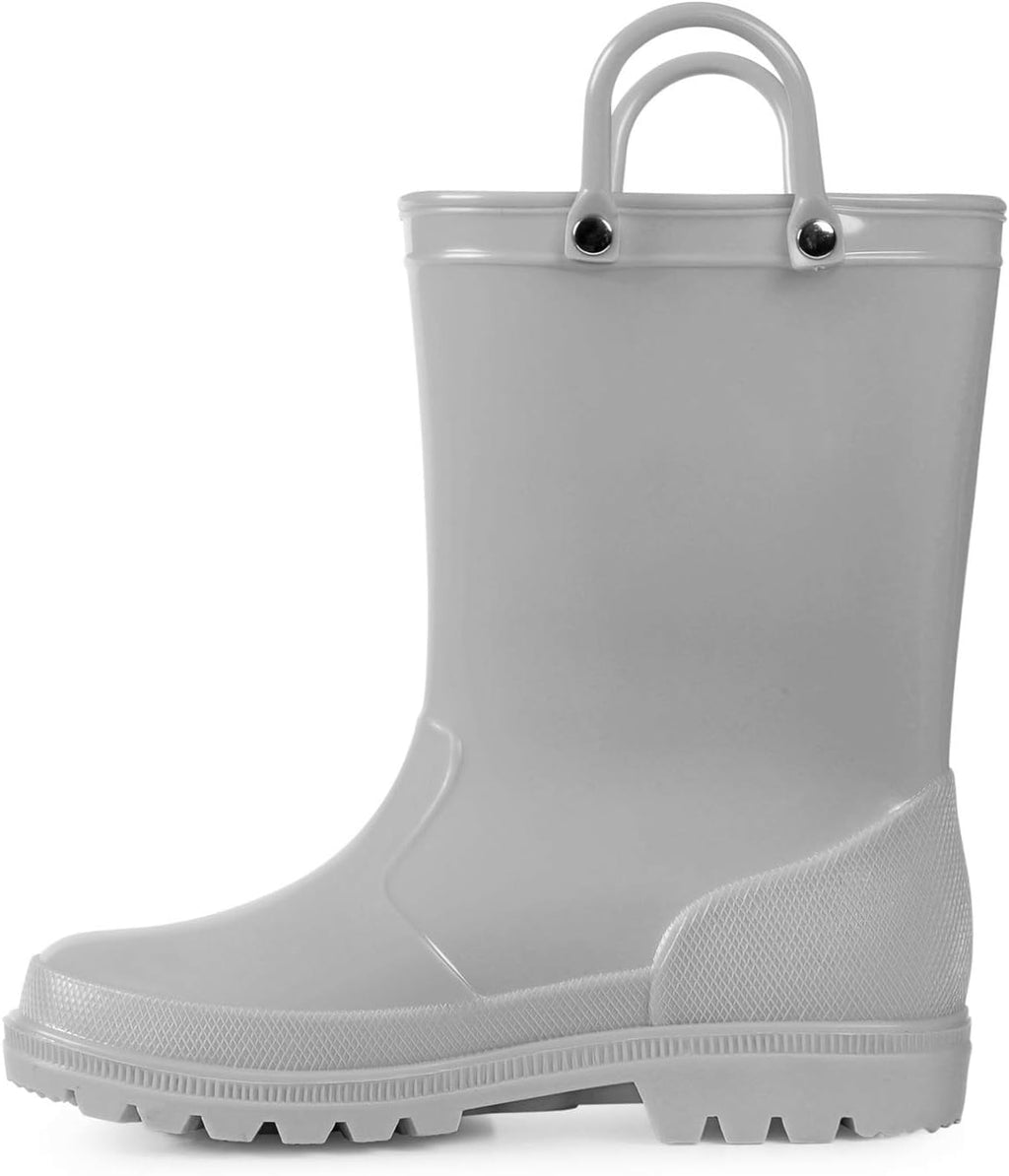 Kids Girls & Boys Rain Boots with Easy-on Handles Outdoors | Waterproof, PVC