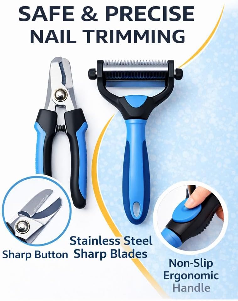 Dog Grooming Kit 6-in-1 for Heavy Shedding – Professional Pet Grooming Tools Set, Complete Home Care Kit with