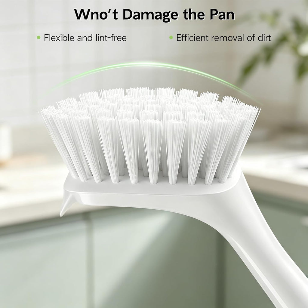 Dish Brush with Handle Suction Cup Kitchen Scrub Brush 3 Pack Black
