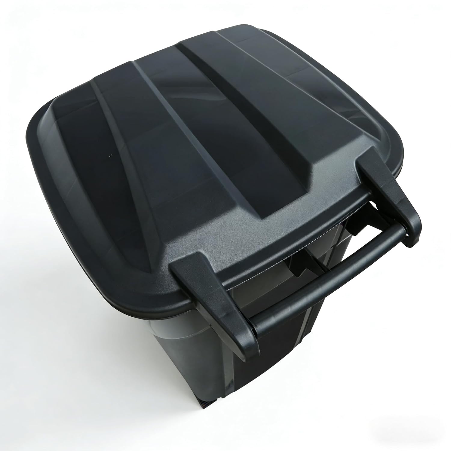 32 Gallon Wheeled Outdoor Garbage Can, Black Large Capacity Garbage Bin with Lid, Attached Snap Lock Lid and