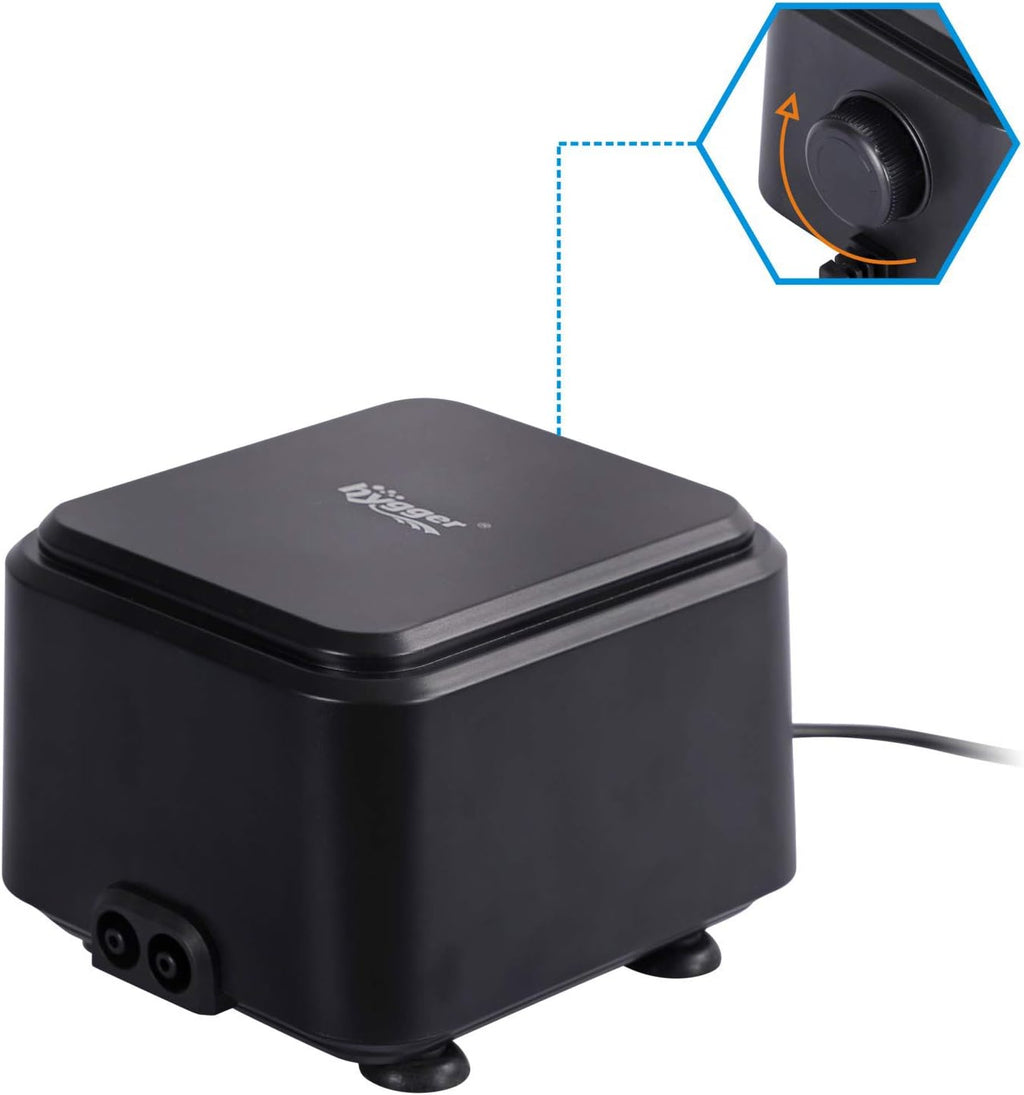 Quiet <30dB Aquarium Air Pump, Adjustable Low Decibel Oxygen Fish Tank Pump 2 Air Outlets Ultra Silent Powerful