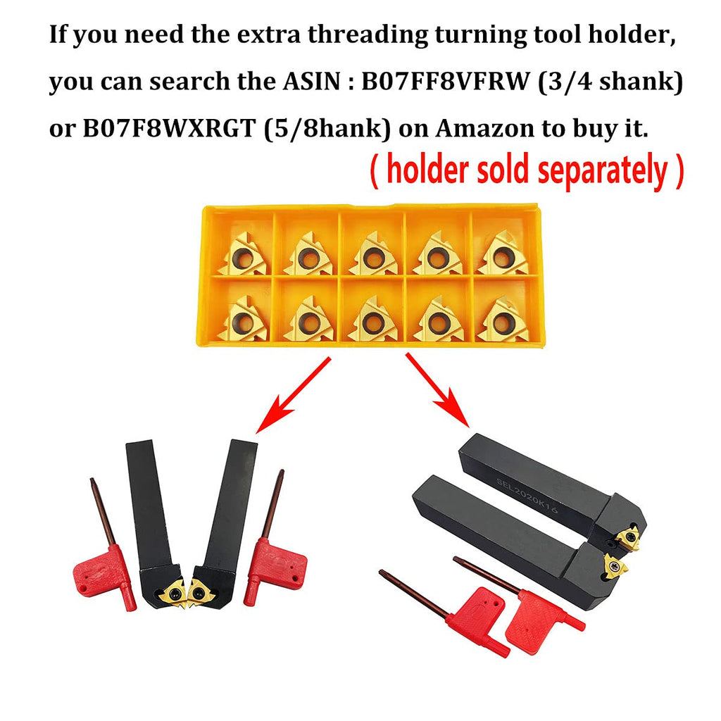 10PCS 16ER AG60 / 16IR AG60 CNC Lathe Indexable Threading Carbide Insert Blade (16ER AG60) (Pack of 2)