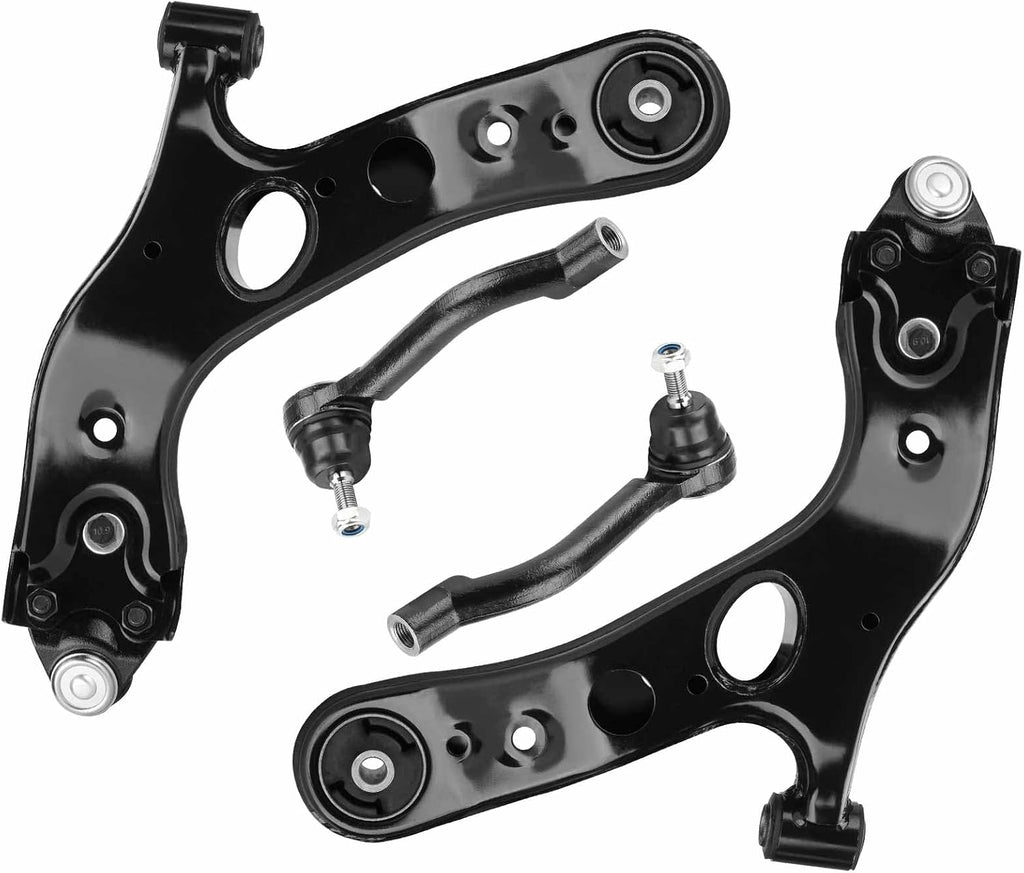 Front Lower Control Arms w/Ball Joints + Outer Tie Rod Ends Suspension Kits Replacement for 2006-2018 Toyota RAV4 (4pc)