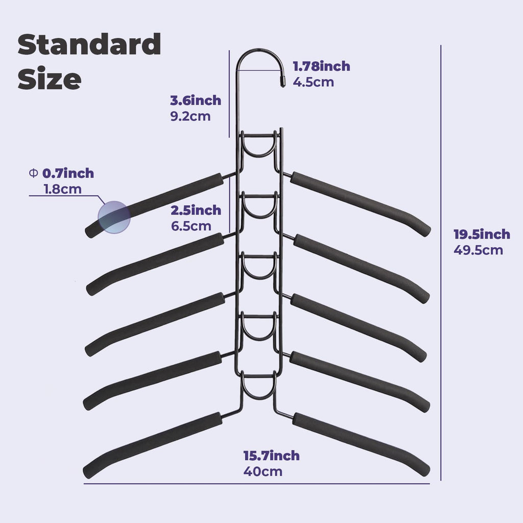 5 in 1 Multi Layer Hangers Space Saving with Non-Slip Foam Padded | Heavy Duty Metal Clothes Hanger for Coat