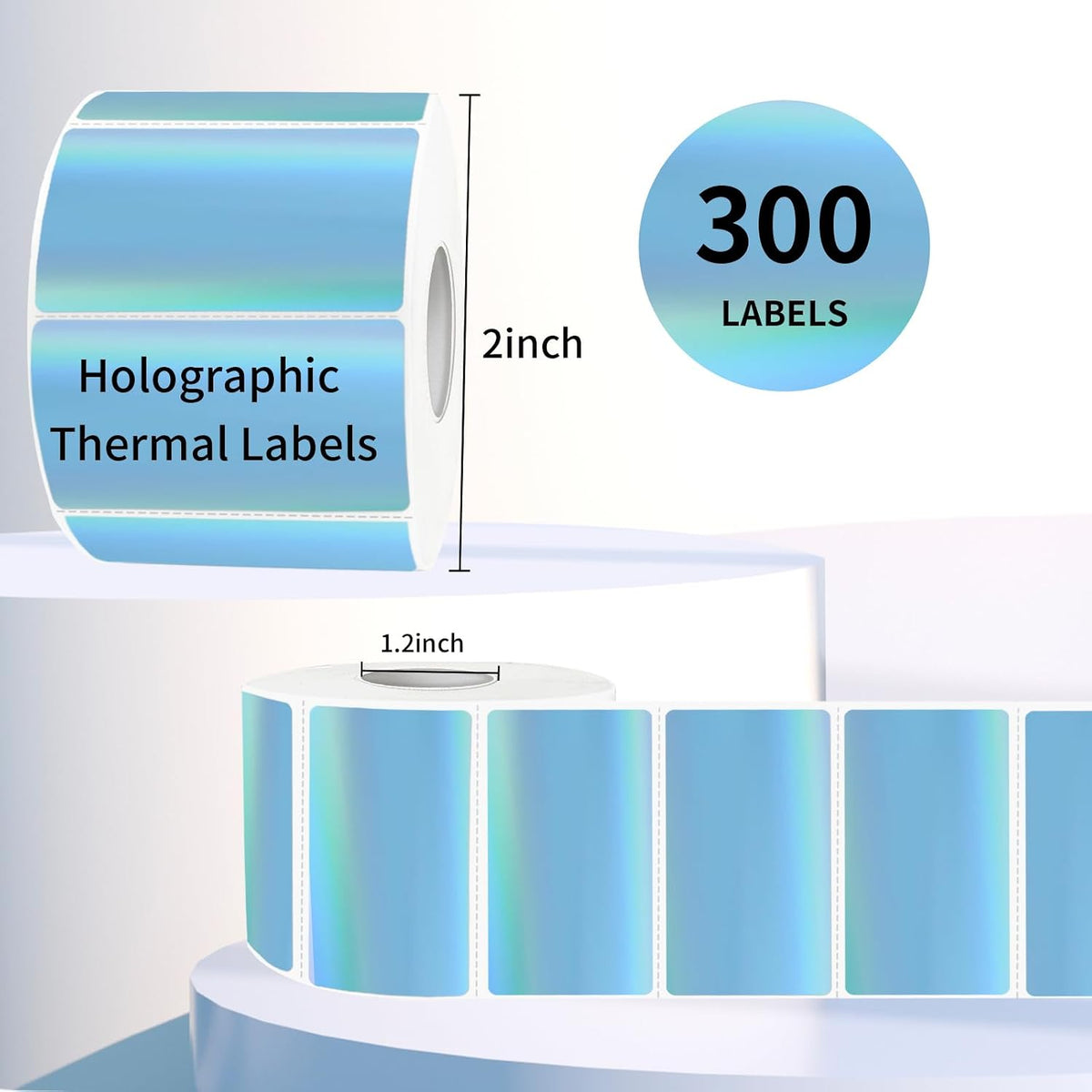 Direct Thermal Label 2x1 Inch- Barcode Labels- Holographic Thermal Sticker Labels for Address, Shipping, Compatible