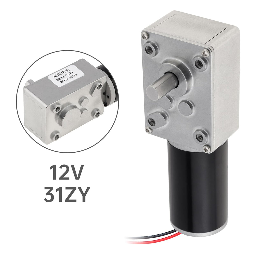 12V DC Worm Gear Motor with Mounting Bracket 80RPM Self Locking High Torque
