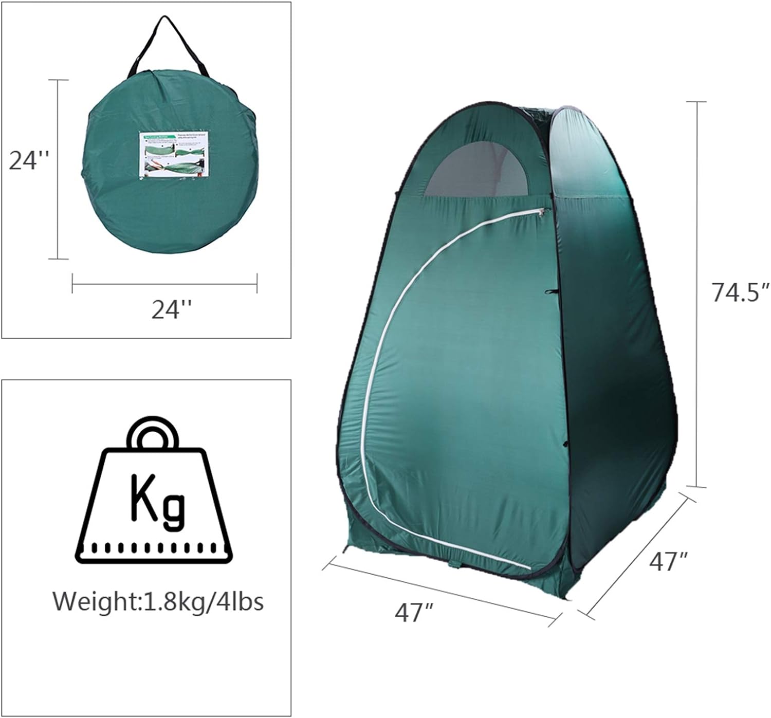 Portable Outdoor Pop-up Toilet Dressing Room Privacy Shelter Tent, Ideal for Campgrounds, Strong Steel Construction