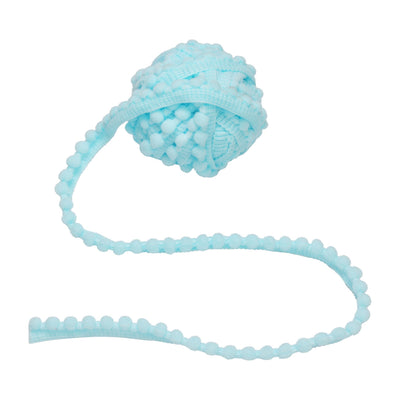 18 Yards Pom Pom Trim, 3/8" Wide Ball Fringe (Baby Blue)