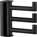Swivel Towel Hook 3 Arms, Robe Coat Wall Hook, Matte Black | SUS304 Stainless Steel, Foldable Hand Bath Towel Holder
