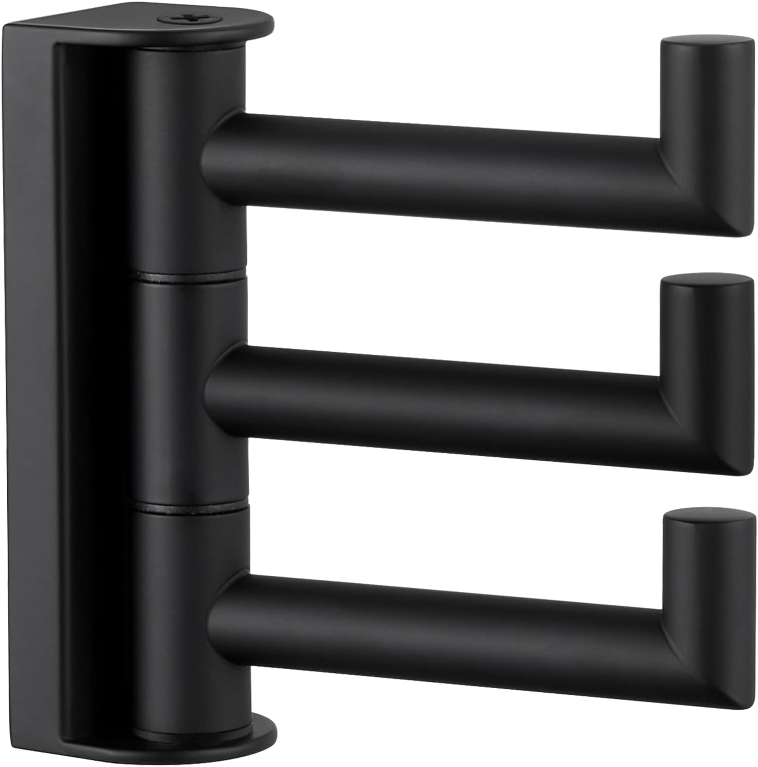 Swivel Towel Hook 3 Arms, Robe Coat Wall Hook, Matte Black | SUS304 Stainless Steel, Foldable Hand Bath Towel Holder