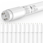 10 Pack T8 LED Bulbs, 4FT Hybrid Type A+B, 5000K, Frosted Cover