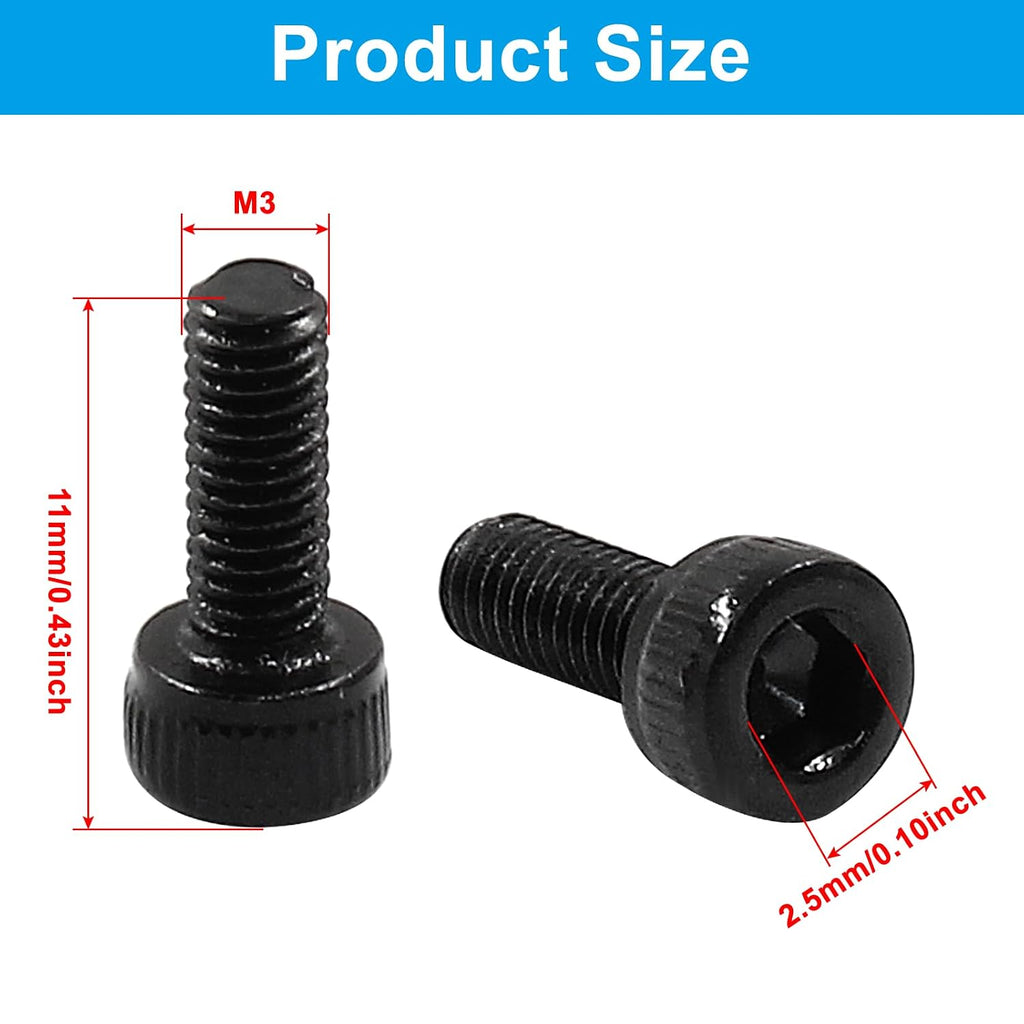 M3 x 8mm Hex Socket Head Cap Screws Bolts, Set of 100