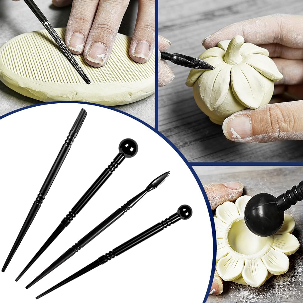 Air Dry Clay Glaze and Tools Kit, 100ml Gloss Clear Varnish with 29-Piece Clay Sculpting Set, Protective Top Coat for