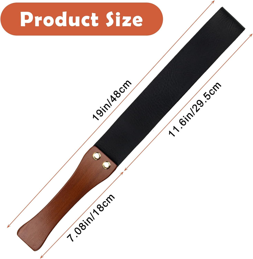 19 Inch Riding Crop for Horse, Leather Paddle with Anti-Slip Wooden Handle, Equestrianism Crops, Black Crops for Horses