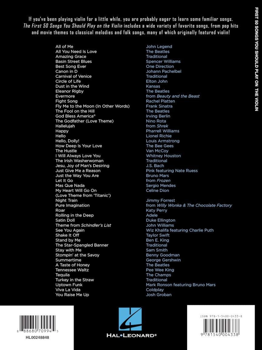 First 50 Songs You Should Play on the Violin | Beginner Violin Songbook with Pop, Classical & Movie Hits | Includes
