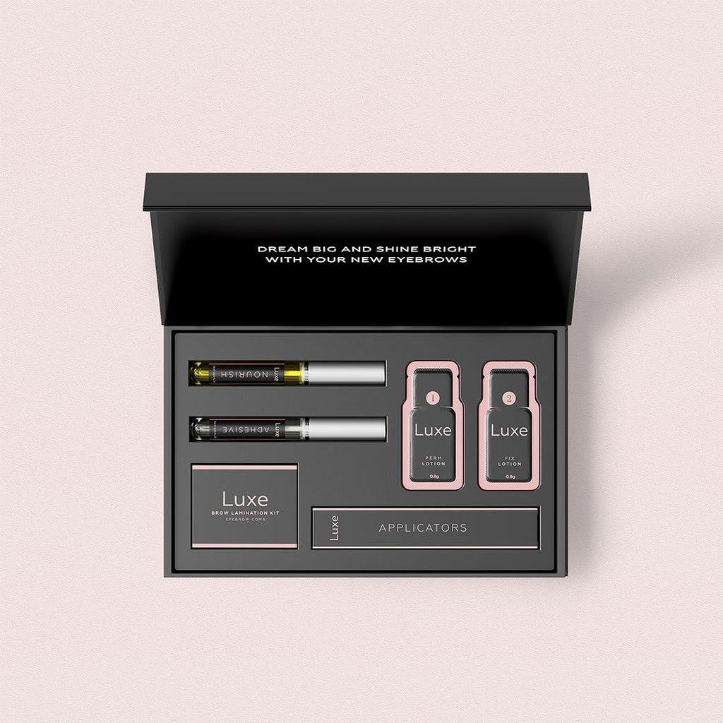 Pro Eyebrow Lamination Kit by Luxe Cosmetics - Perfectly Laminated Brows for 8 Weeks - Easy DIY, 3 Full Applications