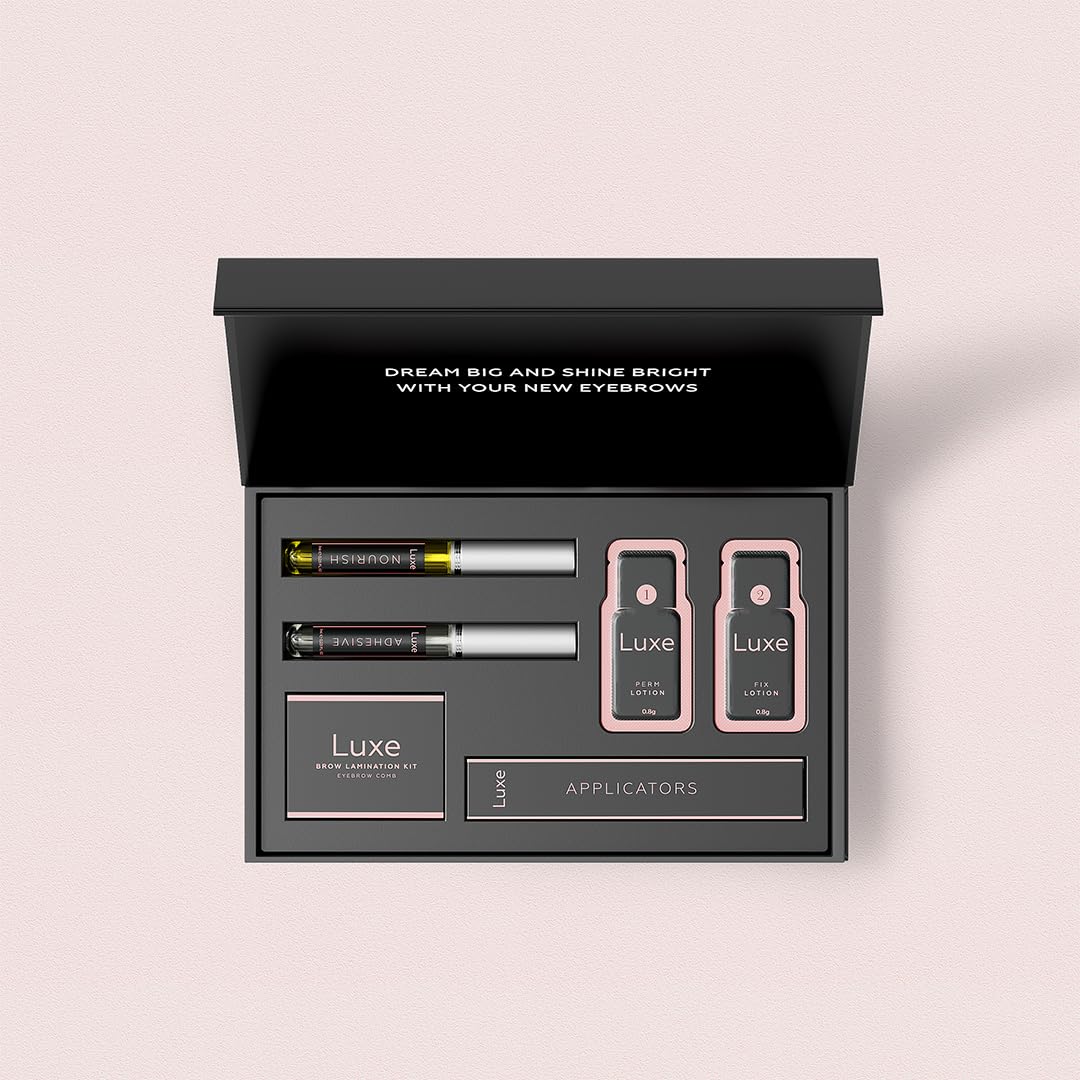 Pro Eyebrow Lamination Kit by Luxe Cosmetics - Perfectly Laminated Brows for 8 Weeks - Easy DIY, 3 Full Applications