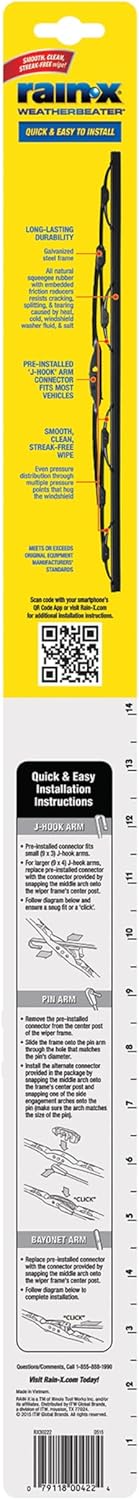 820149 WeatherBeater Wiper Blades, 22" Windshield Wipers (Pack of 2), Automotive Replacement Windshield Wiper Blades