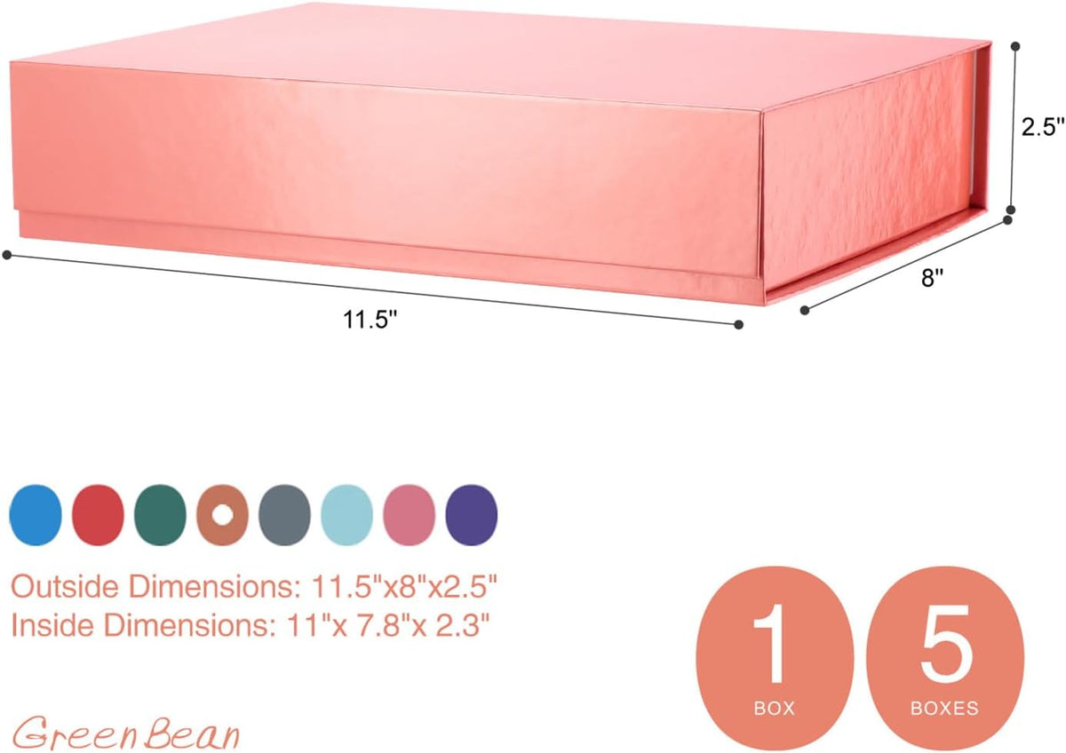 Gift Box 11x7.8x2.3 Inches, Rose Gold Magnetic Shirt Gift Boxes