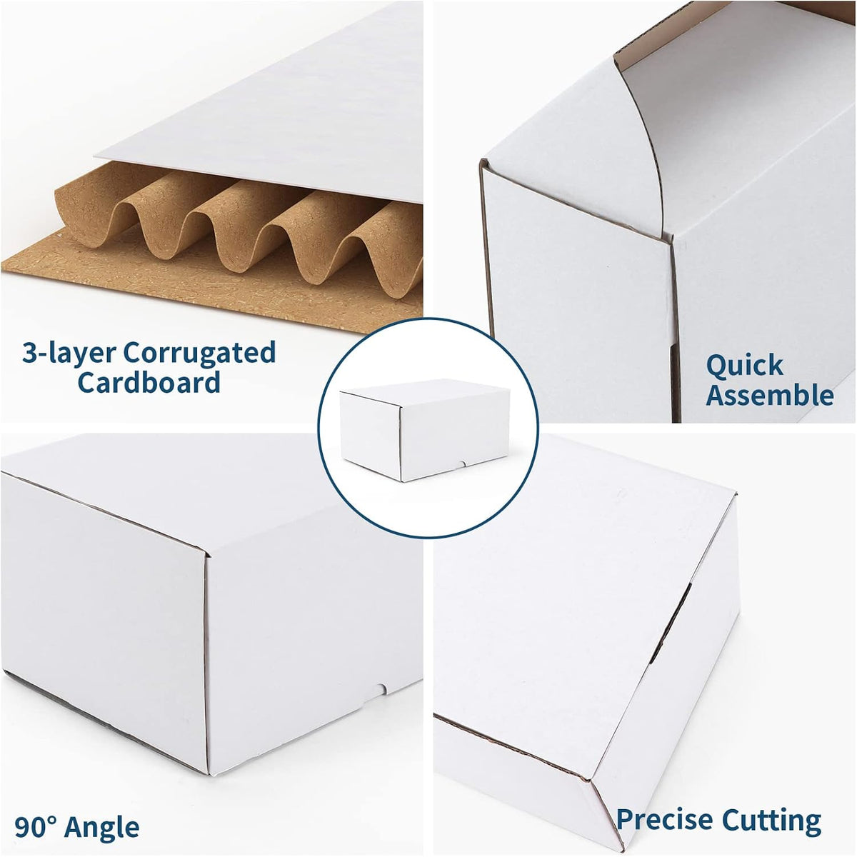 8x6x4 White Shipping Boxes Set of 25, Corrugated Cardboard Mailer Boxes for Packaging Small Business Mailing Gifts