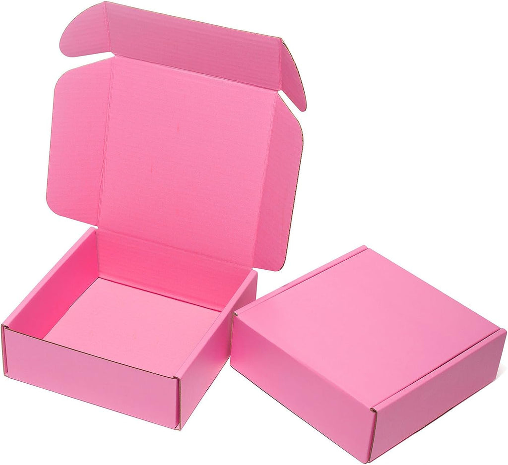 Small Shipping Boxes 6x6x2 Inches 25 Pack Pink Corrugated Cardboard