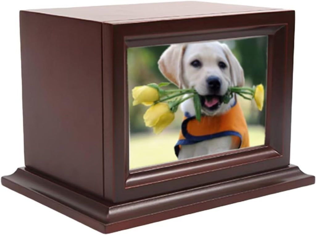 Wooden Pet Memorial Keepsake Urns for Small/Medium Dogs & Cats （Small）, Photo Box Pet Cremation Urn，Cremation Urns