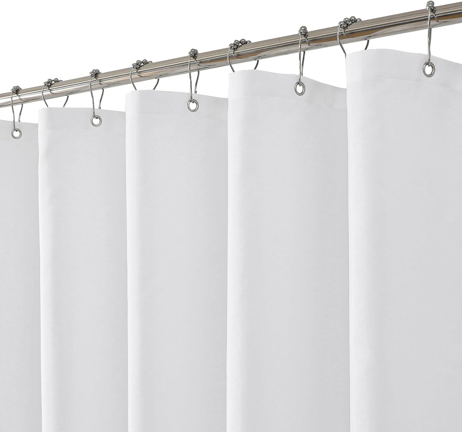 Waterproof Fabric Shower Curtain Liner,72x72 Inch White,1 Pack | 3 Heavy-Duty Magnets,Machine Washable,Durable