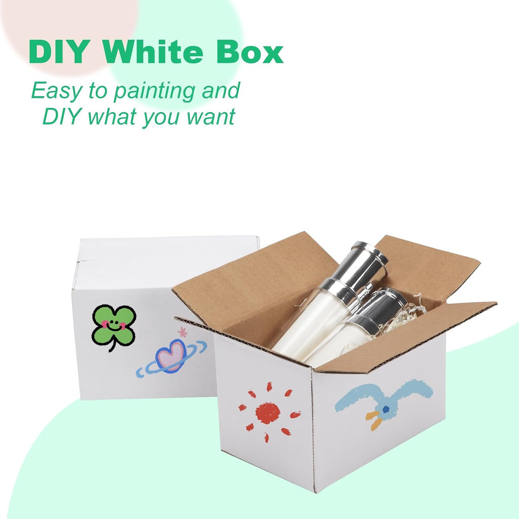 6x4x4 Shipping Boxes 50 Pack, White Cardboard Boxes Kraft Corrugated Mailer Boxes for Small Business