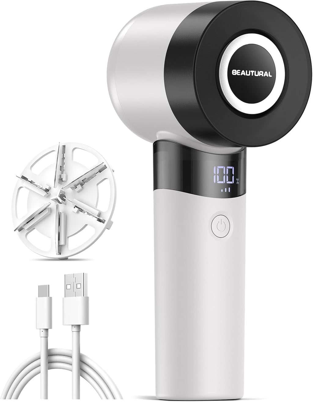 Fabric Shaver and Lint Remover, Rechargeable Sweater Defuzzer | LED Display, 3-Speed Settings, 6 Leaf Blades