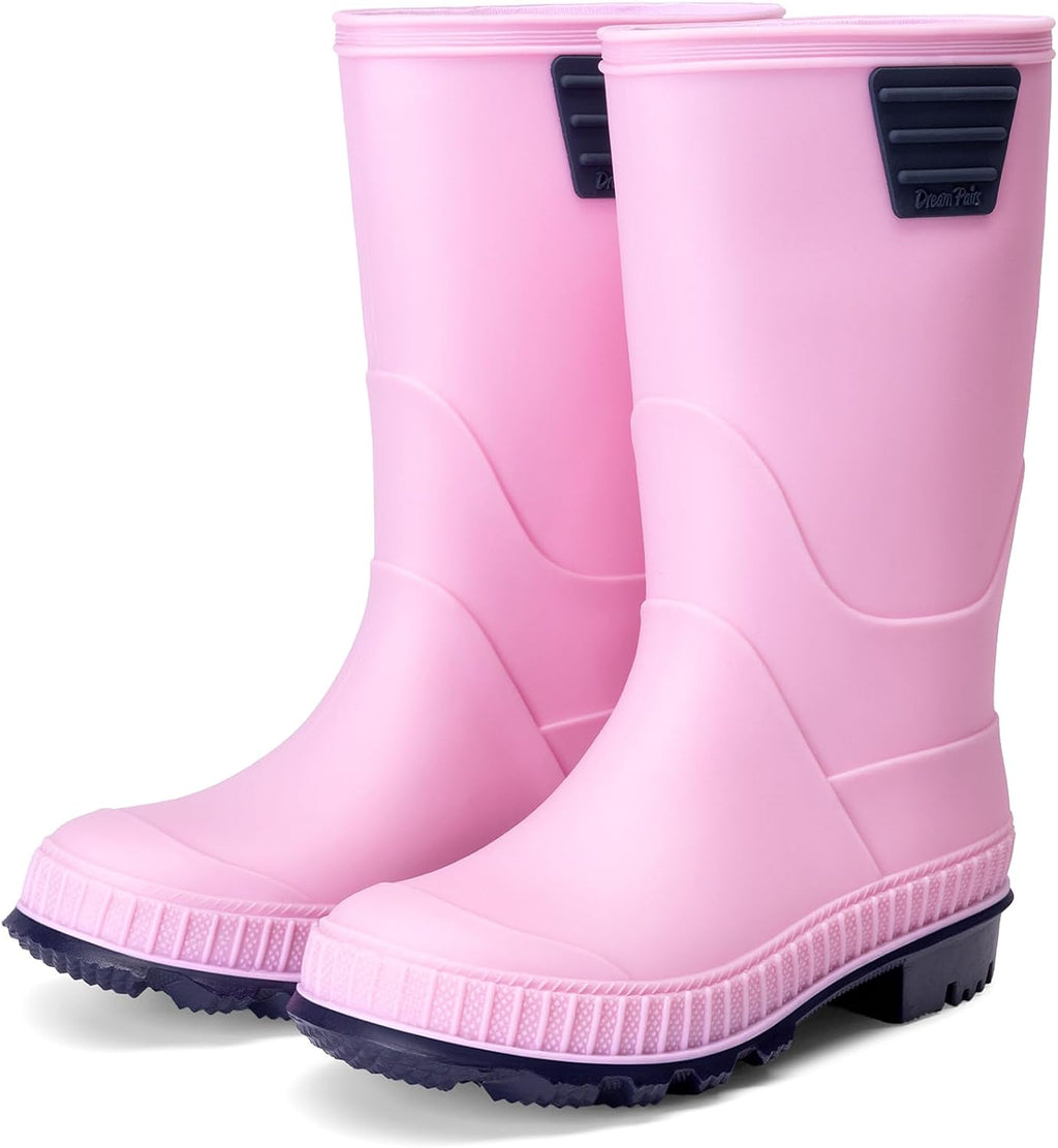 Kids Waterproof Outdoor Rain Boots | Lightweight,Non-Slip Outsole,Easy-On,Unisex Boys Girls,Outdoor Puddle Rainy Day
