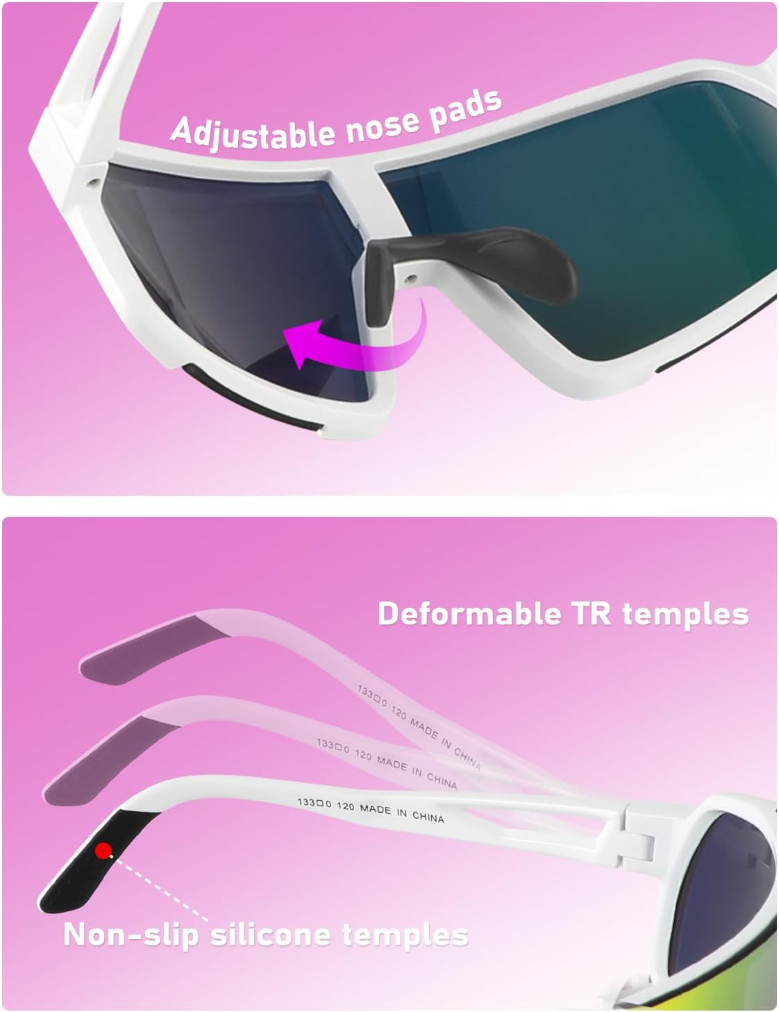 Sports Sunglasses for Men Women,Cycling Glasses UV Protection for Running Softball Volleyball Hiking