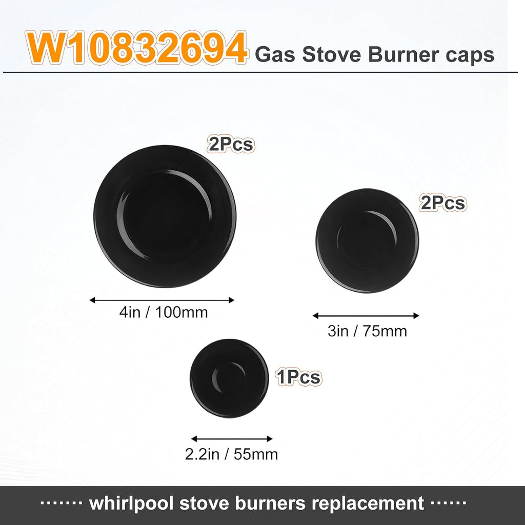 5PCS W10832694 Gas Stove burner covers for Sabaf, Replacement gas stove burner caps W10597133 AP5988633 PS11727796 4363154