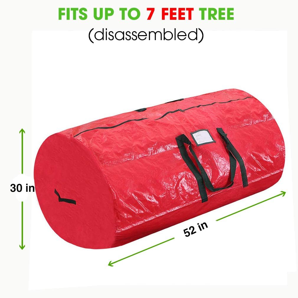 Christmas Tree Storage Bag | Fits Up to 7' Tall Disassembled Holiday Tree | 52” X 30” X 30” Artificial Tree Container
