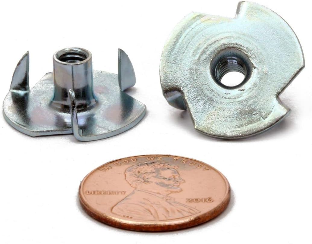 MonsterBolts - #8-32 x 1/4", 3 Prong T Nuts, Zinc CR+3, 100 Pack